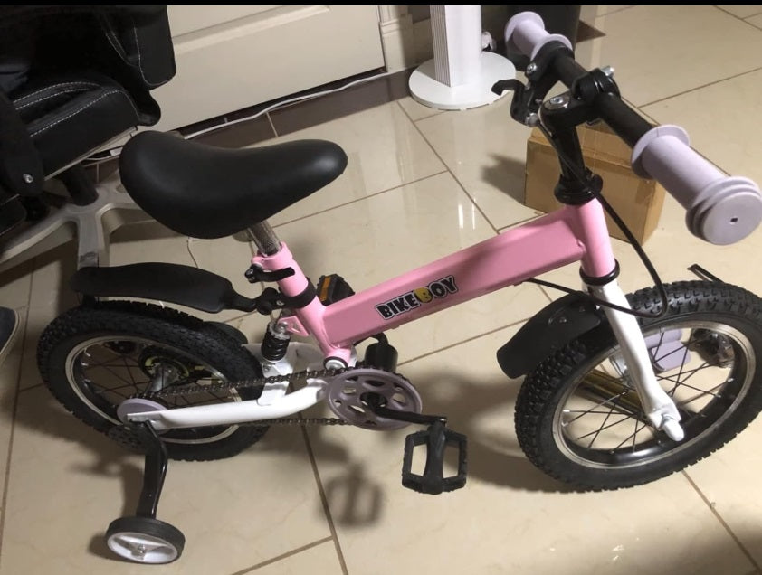 Bicicleta para Niños, 2 en 1 aro 14, Pedales y balance ROSADA