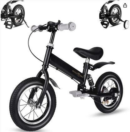 Bicicleta para Niños, 2 en 1 aro 14, Pedales y balance. NEGRA