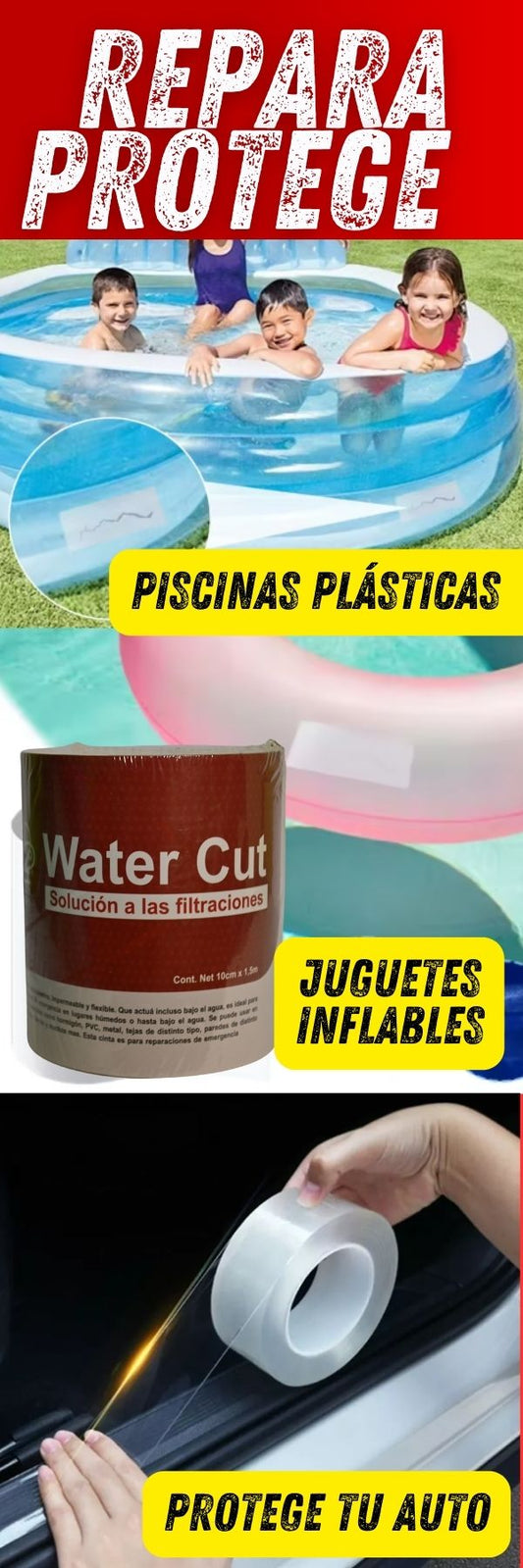 Cinta Water Cut 10cm x 1,5 metros transparente